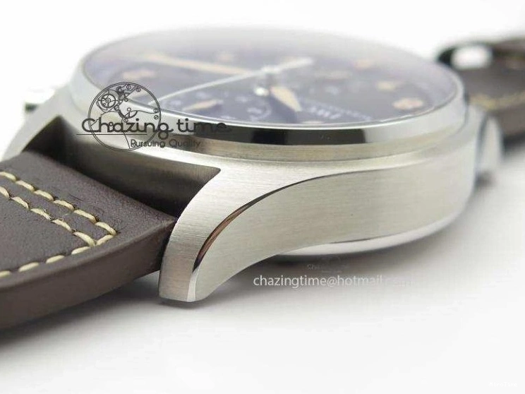 MIROTIME 0320 Pilot Chrono SS IW387808 CF3 ZF 1:1 Best Edition On Brown Leather Strap A Soft 7328